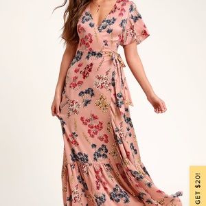 Mystic Mondays Mauve Floral Print Wrap Maxi Dress